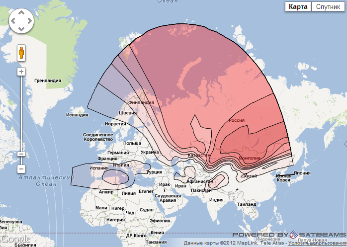 Directv-1R Карта Покрытия